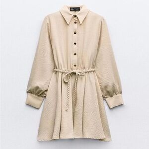 Zara Beige Long Sleeve Dress